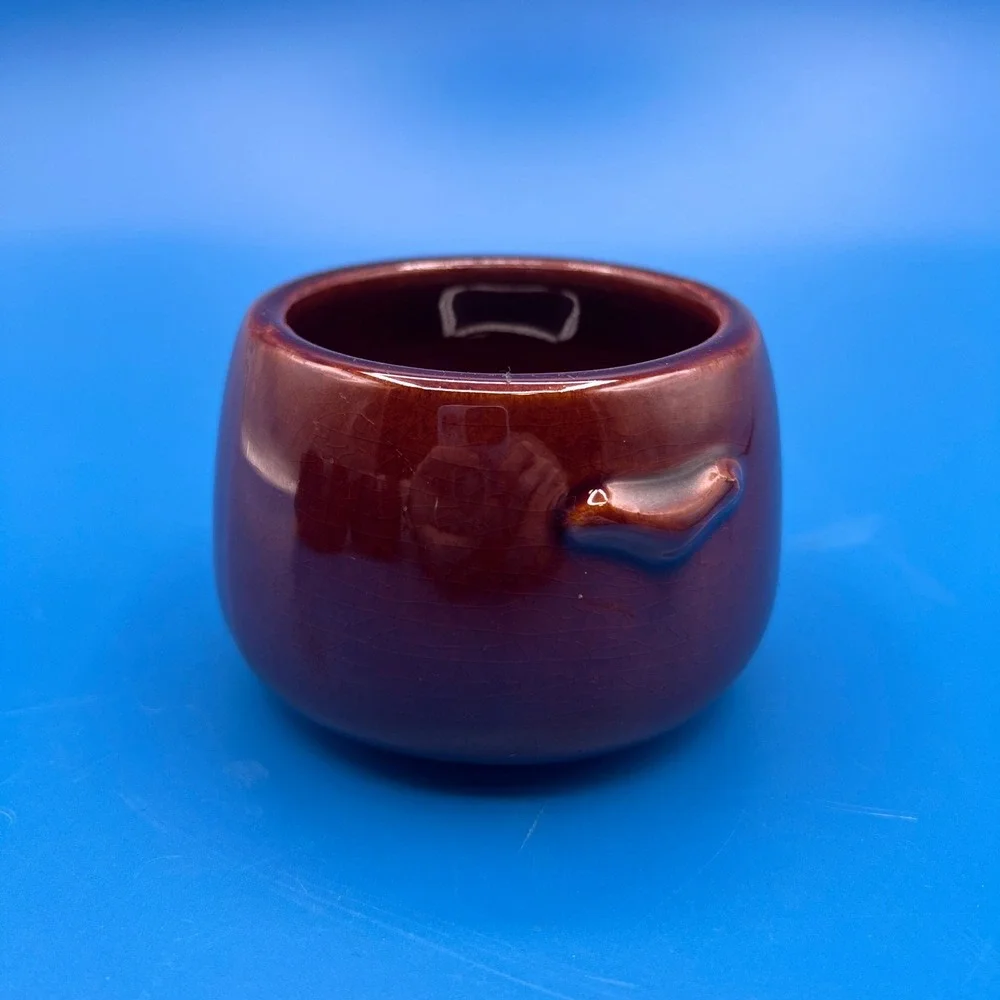 West Bend Brown Glazed Stoneware Bean Pot Crock with Handles Vintage